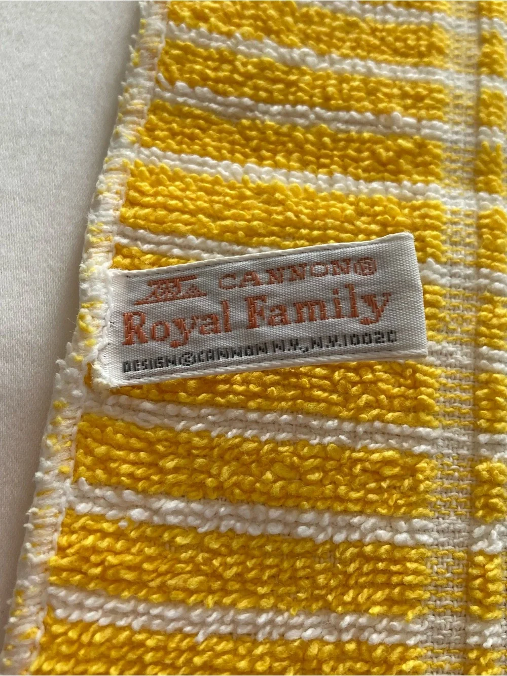 Vintage 1970s Yellow & Lavender Cannon Royal Family Bath Towels & Wascloths